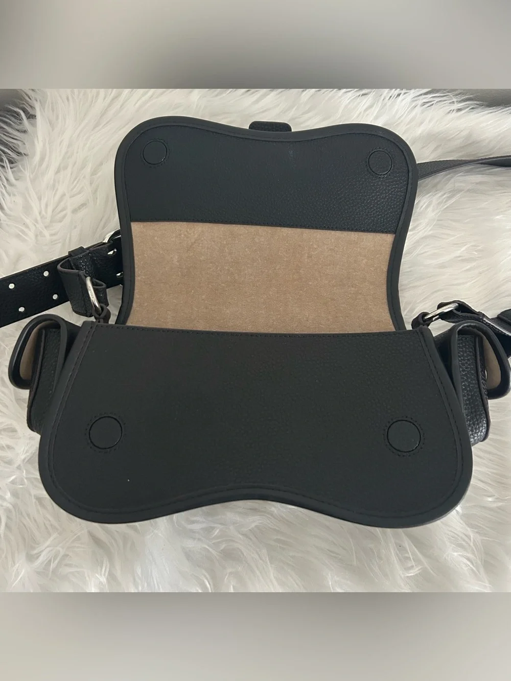 Coachtopia By Coach Black Leather Flap Shoulder Bag Buckle Y2K